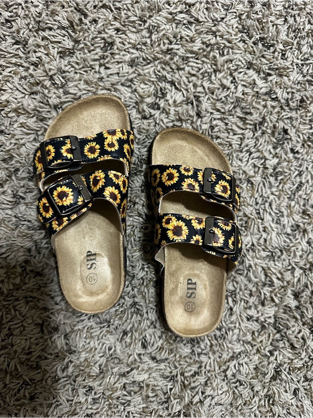 Amazon Kids Double-Buckle Sunflower Slide Sandals - Black & Yellow